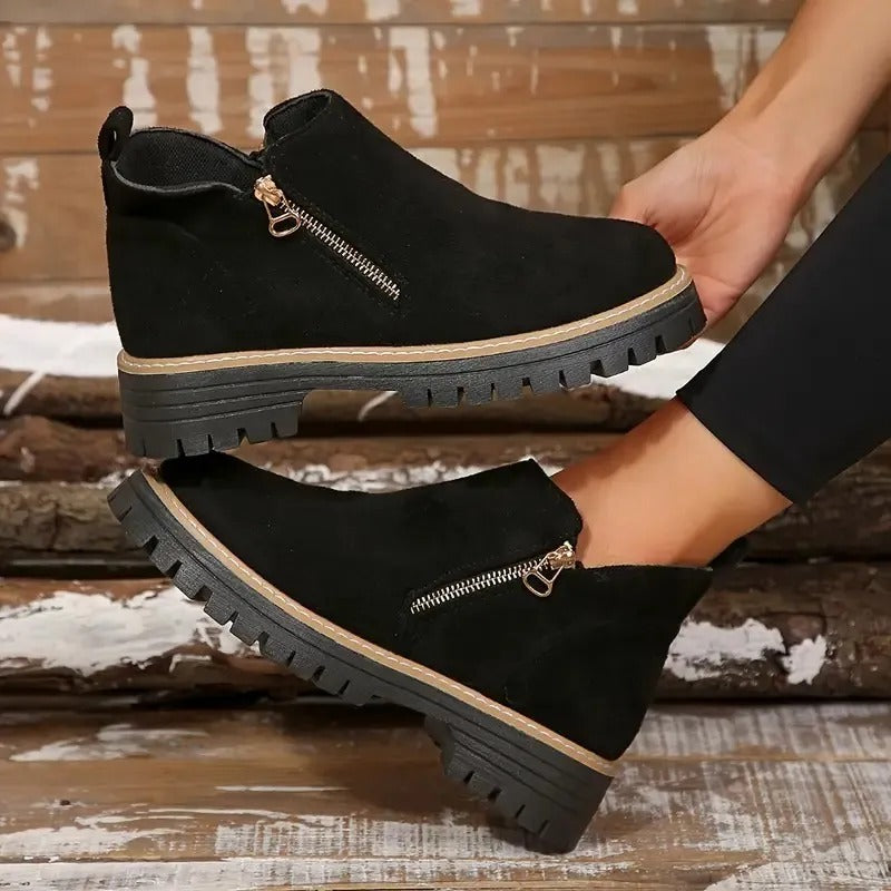 Damstövlar med gyllene dragkedja